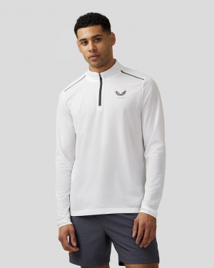 Castore Apex Aeromesh Quarter Zip Bílé | YRCUGH-483