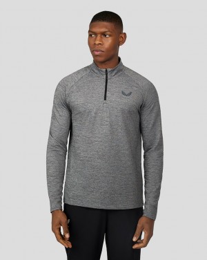 Castore Core Essentials Standard 1/4 Zip Black/Grey Marl | GHYSXT-783