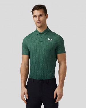 Castore Golf Printed Polo Zelene | DWASLO-347