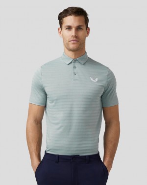 Castore Golf Textured Pique Stripe Polo Blankyt | RZXLDN-396