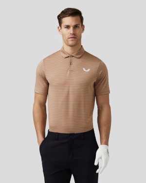 Castore Golf Yarn Dye Stripe Polo Clay | CJTXYP-791