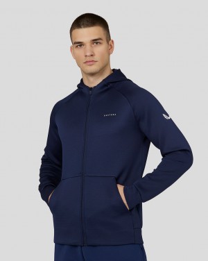 Castore Long Sleeve Aeroscuba Zip-Through Hoodie Tmavě Blankyt | DQJSHW-917