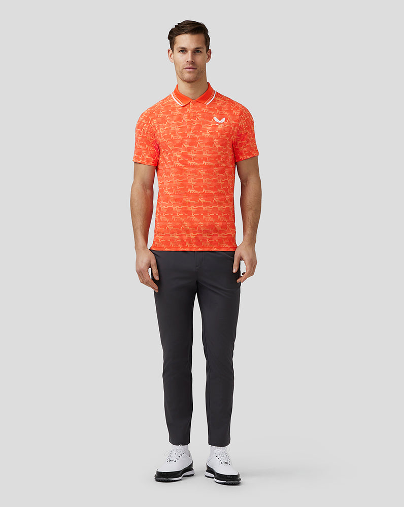 Castore Golf Printed Tech Polo Tmavě Oranžové | GZJSTP-403