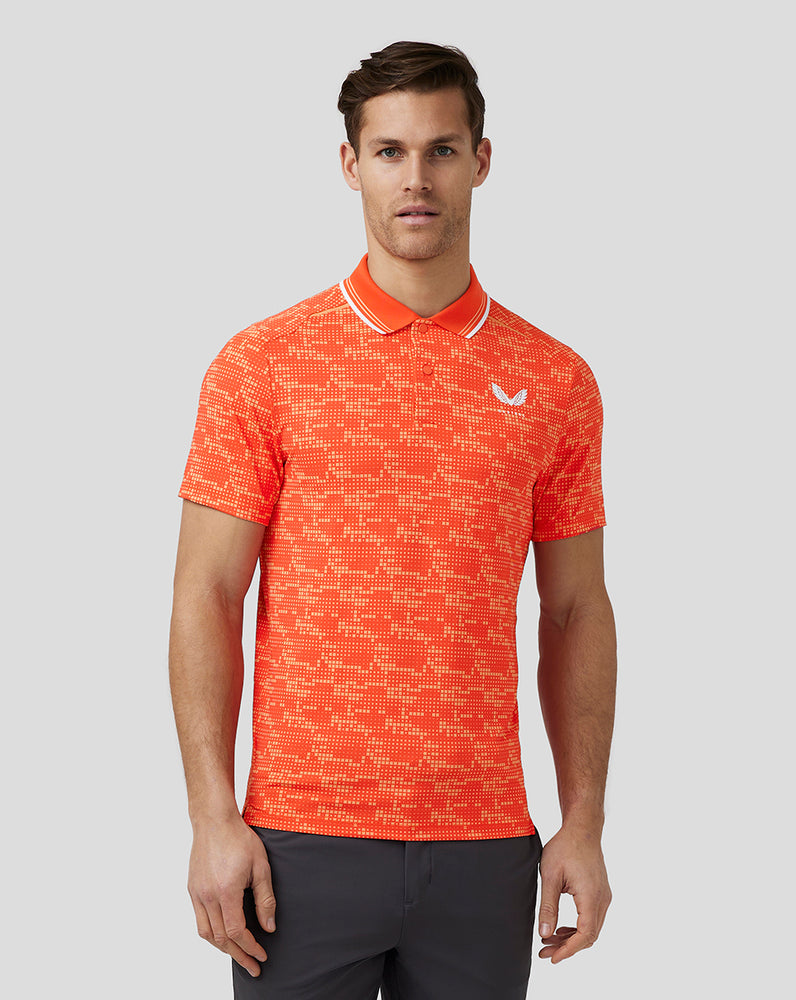 Castore Golf Printed Tech Polo Tmavě Oranžové | GZJSTP-403