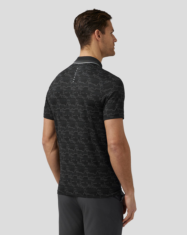 Castore Golf Printed Tech Polo Černé | QLVFUO-802