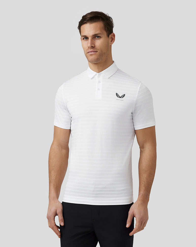 Castore Golf Textured Pique Stripe Polo Bílé | MXOTZK-734