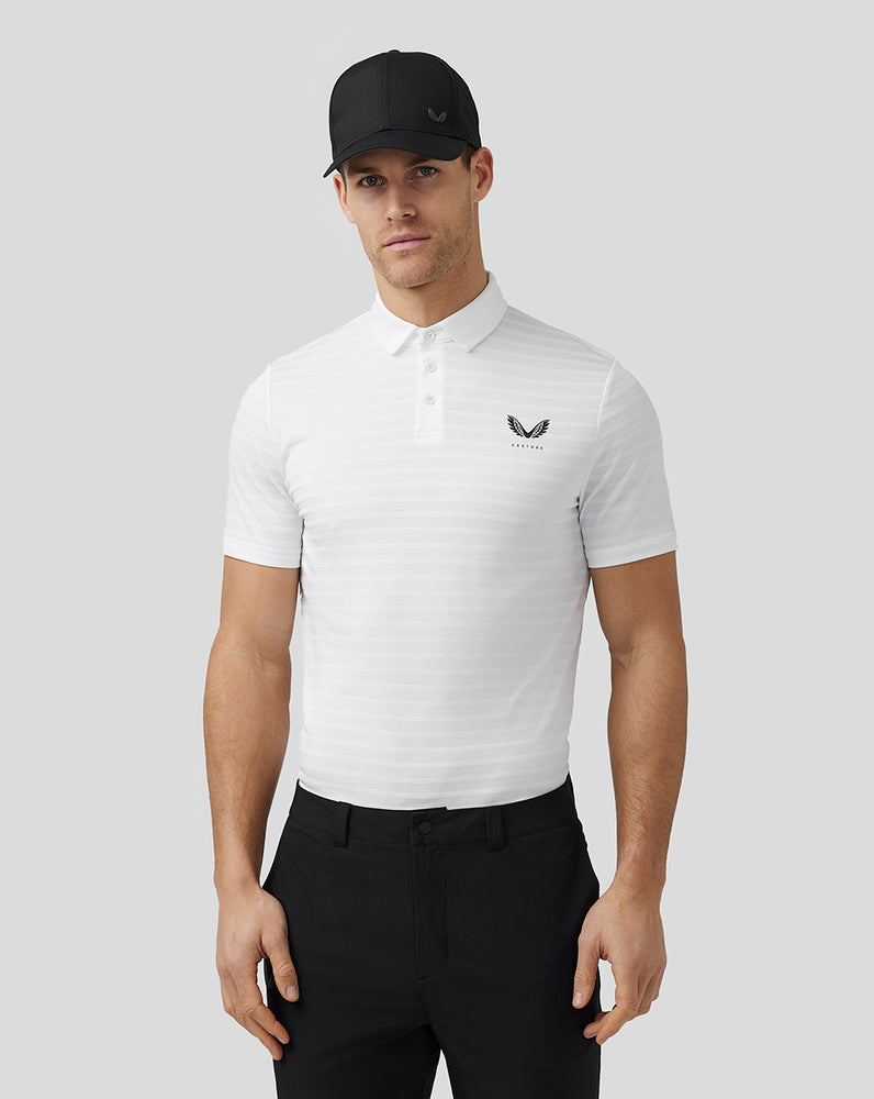 Castore Golf Textured Pique Stripe Polo Bílé | MXOTZK-734